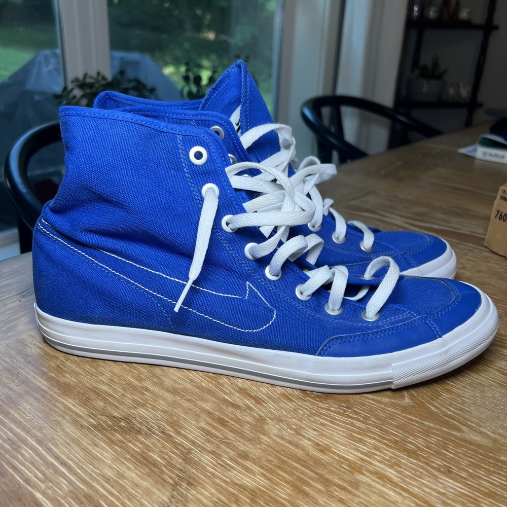 Nike Go Mid Canvas Blue Old School Basketball Shoes 434497-400 Size 11 Mens